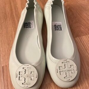 Tory Burch Women's Minnie Travel Ballet Flats Shoes - Mint